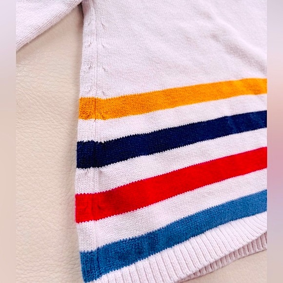 💥3/$20💥3-6M Gap Soft Sweater Dress, Long-Sleeve, Cream Red Gold Blue Stripes - Picture 3 of 10